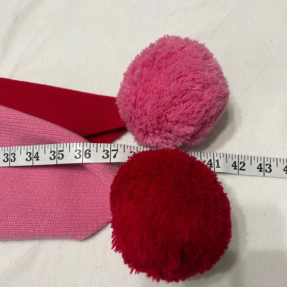 Kate Spade New York Colorblock‎ Pom Pom Scarf Wool Blend Knit Muffler Whimsy Fun